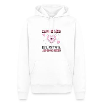 Liebe ist wie Pi real Irrational und nie endend - Männer Premium Bio Hoodie - Weiß - Vorne - Nico (187cm)