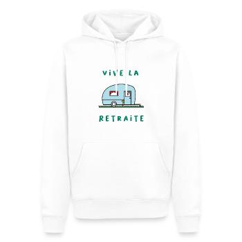 RUHESTAND. GLÜCKLICHER RUHESTAND. GLÜCKLICHER RUHESTAND - Männer Premium Bio Hoodie - Weiß - Vorne - Nico (187cm)