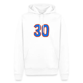 30. 30 JAHRE. 30-JÄHRIGES JUBILÄUM. 30-JÄHRIGES JUBILÄUM. - Männer Premium Bio Hoodie - Weiß - Vorne - Nico (187cm)