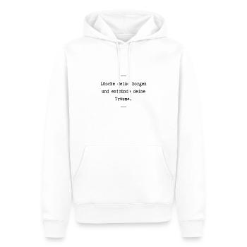 Lösche deine Sorgen und entzünde deine Träume. - Männer Premium Bio Hoodie - Weiß - Vorne - Nico (187cm)