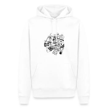 I love Sweets and Fast-food Wimmelbild - Männer Premium Bio Hoodie - Weiß - Vorne - Nico (187cm)