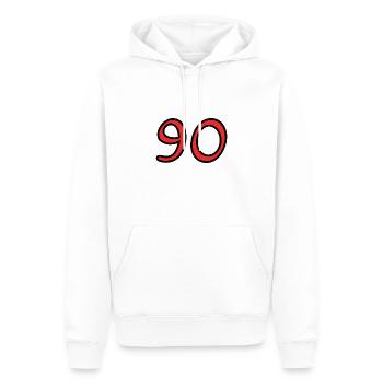 90. 90 YEARS. 90TH ANNIVERSARY. 90TH ANNIVERSARY. - Men’s Premium Organic Hoodie - white - Front - Nico (187cm)