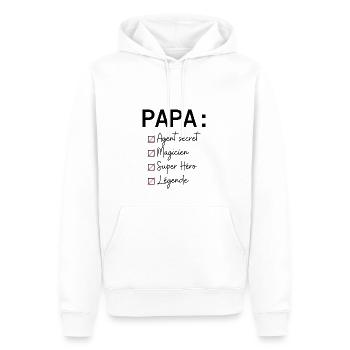Papa: - Sweat à capuche Premium bio Homme - blanc - Devant - Nico (187cm)
