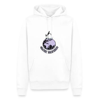 trottinette dessin voyage monde Globe trotteur - Sweat à capuche Premium bio Homme - blanc - Devant - Nico (187cm)