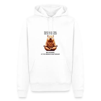 FlexiWombat: Entdecke Deine innere Ruhe - Männer Premium Bio Hoodie - Weiß - Vorne - Nico (187cm)