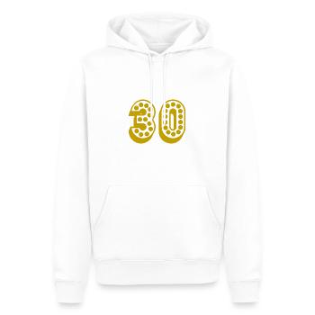 30. 30 YEARS. 30th ANNIVERSARY. 30TH ANNIVERSARY. - Men’s Premium Organic Hoodie - white - Front - Nico (187cm)
