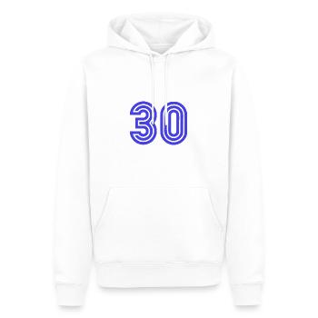30. 30 ANS. 30e ANNIVERSAIRE. ANNIVERSAIRE 30 ANS. - Sweat à capuche Premium bio Homme - blanc - Devant - Nico (187cm)