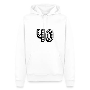 40. 40 JAHRE. 40-JÄHRIGES JUBILÄUM. 40-JÄHRIGES JUBILÄUM. - Männer Premium Bio Hoodie - Weiß - Vorne - Nico (187cm)
