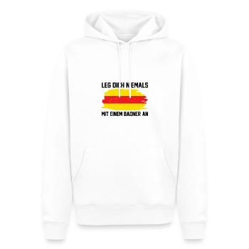 Baden Spruch | Badener Badner Badisch Geschenkidee - Männer Premium Bio Hoodie - Weiß - Vorne - Nico (187cm)