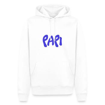 PAPOU. PAPA. FÊTE DES PÈRES. BONNE FÊTE PAPA - Sweat à capuche Premium bio Homme - blanc - Devant - Nico (187cm)