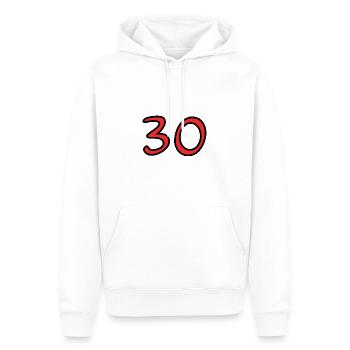 30. 30 YEARS. 30th ANNIVERSARY. 30TH ANNIVERSARY. - Men’s Premium Organic Hoodie - white - Front - Nico (187cm)