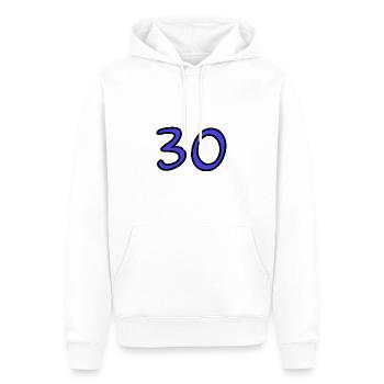 30. 30 ANS. 30e ANNIVERSAIRE. ANNIVERSAIRE 30 ANS. - Sweat à capuche Premium bio Homme - blanc - Devant - Nico (187cm)