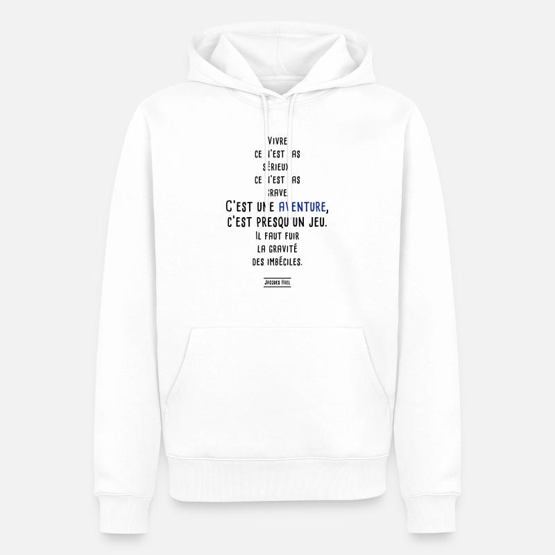 jacques brel - Sweat à capuche Premium bio Homme - blanc