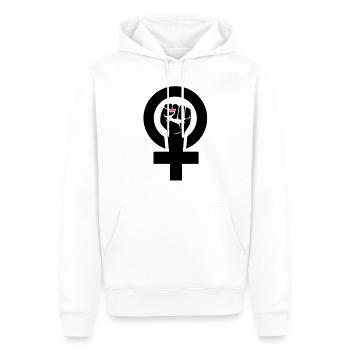 feministin - Männer Premium Bio Hoodie - Weiß - Vorne - Nico (187cm)