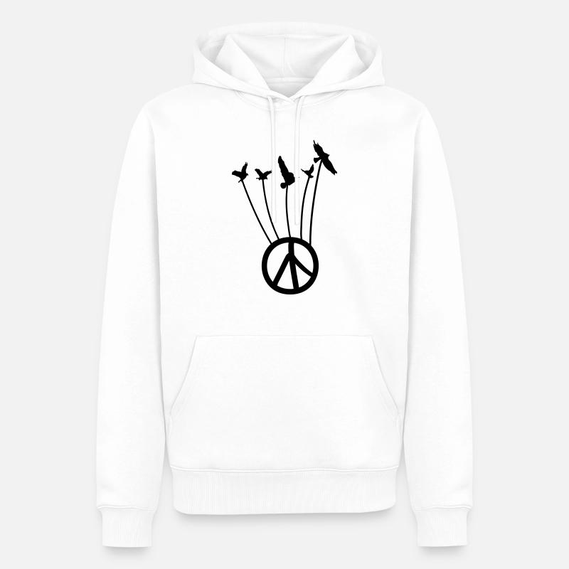Peace-Zeichen mit fliegenden Vögeln - Männer Premium Bio Hoodie - Weiß