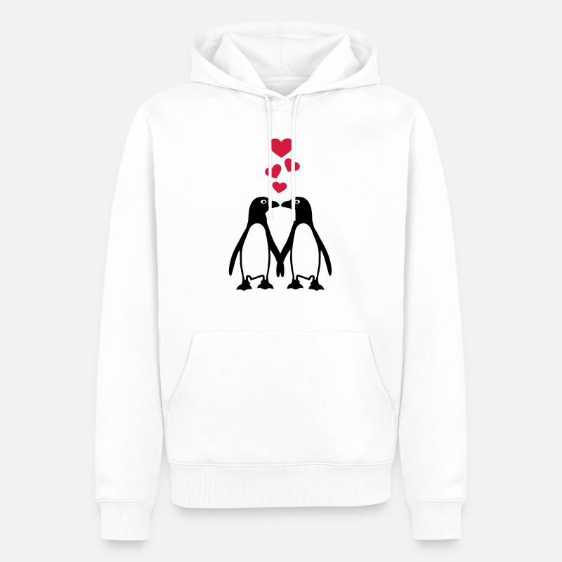 Pinguin - Männer Premium Bio Hoodie - Weiß