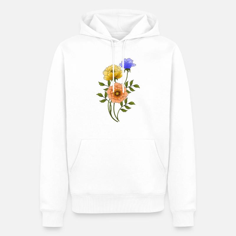 Fleurs - Sweat à capuche Premium bio Homme - blanc