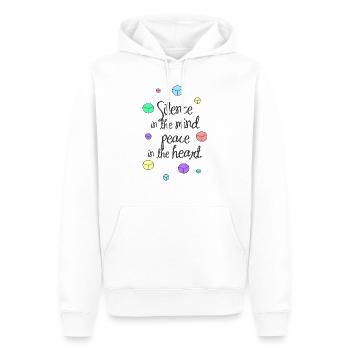 Der Frieden - Männer Premium Bio Hoodie - Weiß - Vorne - Nico (187cm)