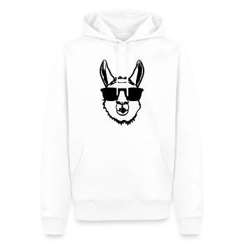 Lama avec des lunettes de soleil Drôle Pas de drame Lama - Sweat à capuche Premium bio Homme - blanc - Devant - Nico (187cm)
