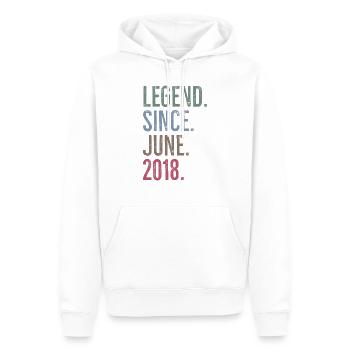 Legende seit Juni 2018 - Männer Premium Bio Hoodie - Weiß - Vorne - Nico (187cm)