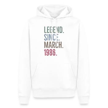 Légende depuis mars 1986 - Sweat à capuche Premium bio Homme - blanc - Devant - Nico (187cm)