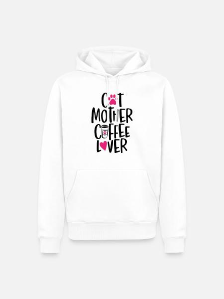 Katzenmutter Kaffeeliebhaber - Männer Premium Bio Hoodie - Weiß
