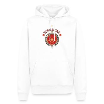 YORKSHIRE ROMANCE VIBES - ANGLETERRE MÉDIÉVALE DU NORD DE L’ANGLETERRE - Sweat à capuche Premium bio Homme - blanc - Devant - Nico (187cm)