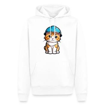 Kätzchen mit Schutzhelm - Männer Premium Bio Hoodie - Weiß - Vorne - Nico (187cm)