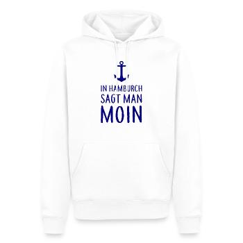In Hamburch sagt man MOIN - Nordsee Küste Hamburg - Männer Premium Bio Hoodie - Weiß - Vorne - Nico (187cm)