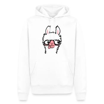 Llama Nerd Geek Lunettes à monture de corne Smart Funny Grimace - Sweat à capuche Premium bio Homme - blanc - Devant - Nico (187cm)