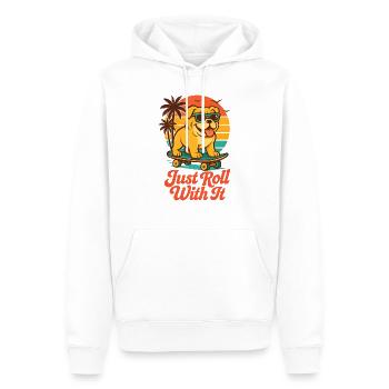 Bulldog fait du skateboard au coucher du soleil - Sweat à capuche Premium bio Homme - blanc - Devant - Nico (187cm)