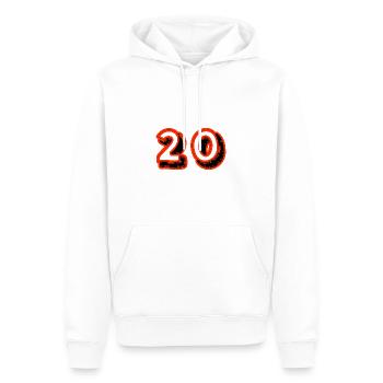 20. 20 JAHRE. 20-JÄHRIGES JUBILÄUM. 20-JÄHRIGES JUBILÄUM. - Männer Premium Bio Hoodie - Weiß - Vorne - Nico (187cm)