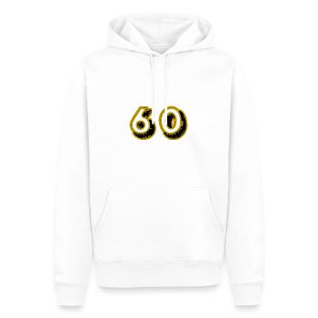 60. 60 ANS. 60e ANNIVERSAIRE. ANNIVERSAIRE 60 ANS. - Sweat à capuche Premium bio Homme - blanc - Devant - Nico (187cm)