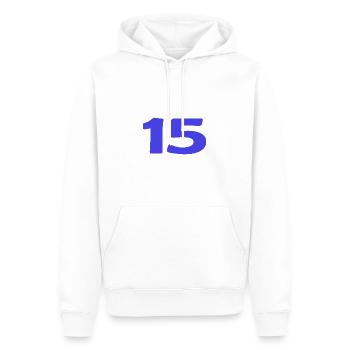 15. 15 ANS. 15e ANNIVERSAIRE. ANNIVERSAIRE 15 ANS. - Sweat à capuche Premium bio Homme - blanc - Devant - Nico (187cm)