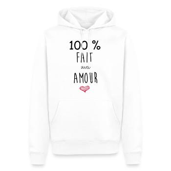 100% FAIT AVEC AMOUR - Sweat à capuche Premium bio Homme - blanc - Devant - Nico (187cm)