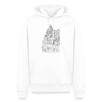 Visage de chat doux - Sweat à capuche Premium bio Homme - blanc - Devant - Nico (187cm)