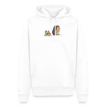 Igel mit Holz Eisenbahn - Männer Premium Bio Hoodie - Weiß - Vorne - Nico (187cm)