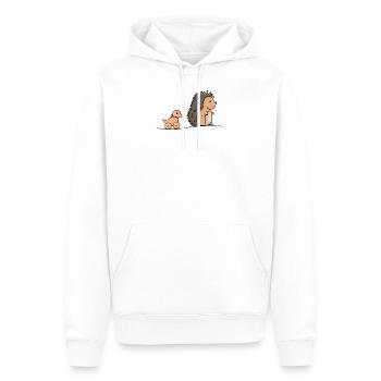Igel mit Holz Ente - Männer Premium Bio Hoodie - Weiß - Vorne - Nico (187cm)