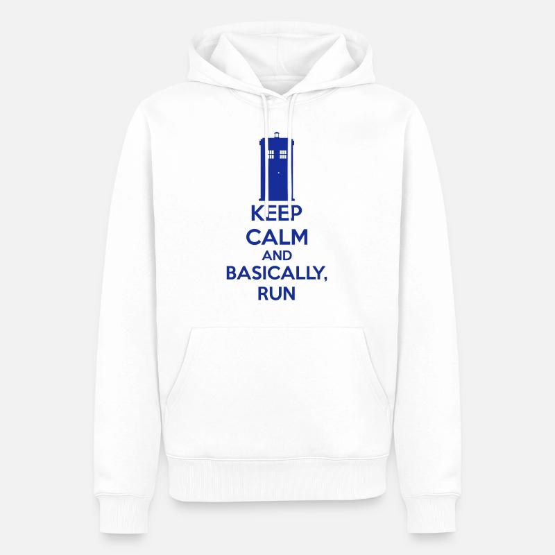 Keep Calm And Basically, Run - Männer Premium Bio Hoodie - Weiß
