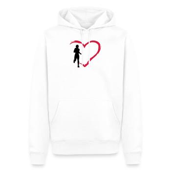 Laufen, Läuferin und Herz - Männer Premium Bio Hoodie - Weiß - Vorne - Nico (187cm)