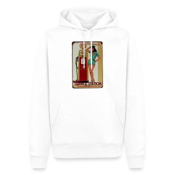 Station service Pin up - Sweat à capuche Premium bio Homme - blanc - Devant - Nico (187cm)