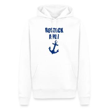 Rostock Ahoi vintage Spruch Seefahrer Küste - Männer Premium Bio Hoodie - Weiß - Vorne - Nico (187cm)