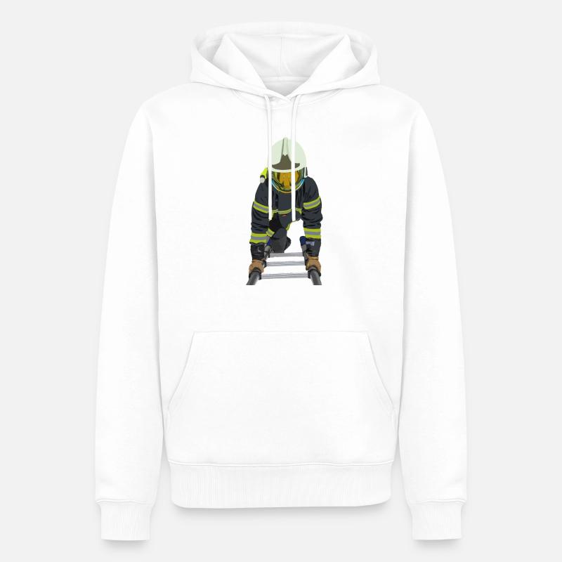 LEITER FEUERBEKÄMPFER - Männer Premium Bio Hoodie - Weiß