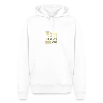 21 - Männer Premium Bio Hoodie - Weiß - Vorne - Nico (187cm)