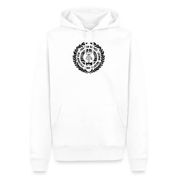 DDR Stempel Arbeiter und Bauern Macht - Männer Premium Bio Hoodie - Weiß - Vorne - Nico (187cm)