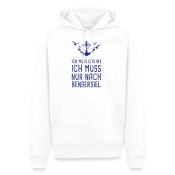 Ich Muss Gar Nix Ich Muss Nur Nach Bensersiel - Männer Premium Bio Hoodie - Weiß - Vorne - Nico (187cm)