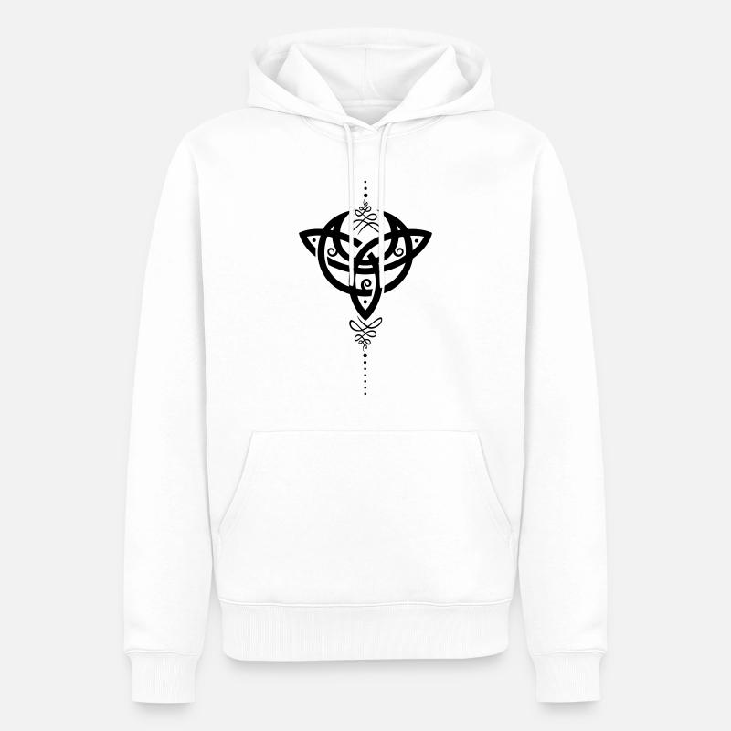 Celtic moon, Mondsichel mit Trinity Symbol. - Männer Premium Bio Hoodie - Weiß