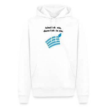Bayerisches Scheiß da nix Design - Männer Premium Bio Hoodie - Weiß - Vorne - Nico (187cm)