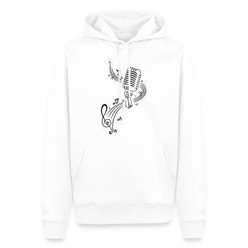 Retro microphone with music notes and clef. - Men’s Premium Organic Hoodie - white - Front - Nico (187cm)