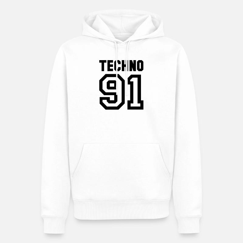 TECHNO Rave Techno 90s 90s - Sweat à capuche Premium bio Homme - blanc